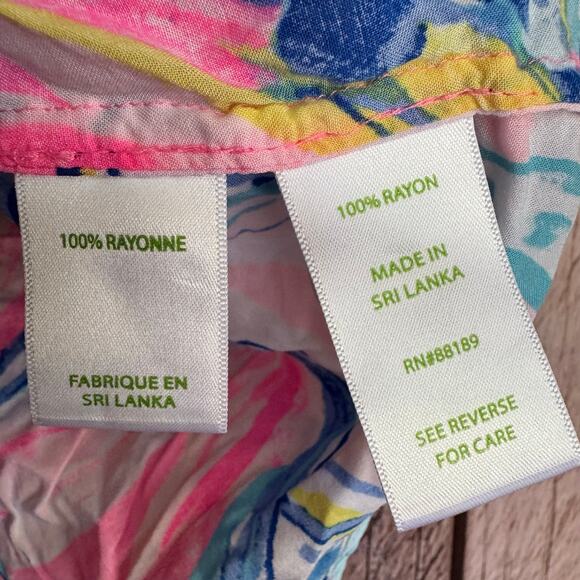 Lilly Pulitzer Top Sain Sunset The Sunny Side Off Shoulder Small Tropical Resort - Picture 7 of 8